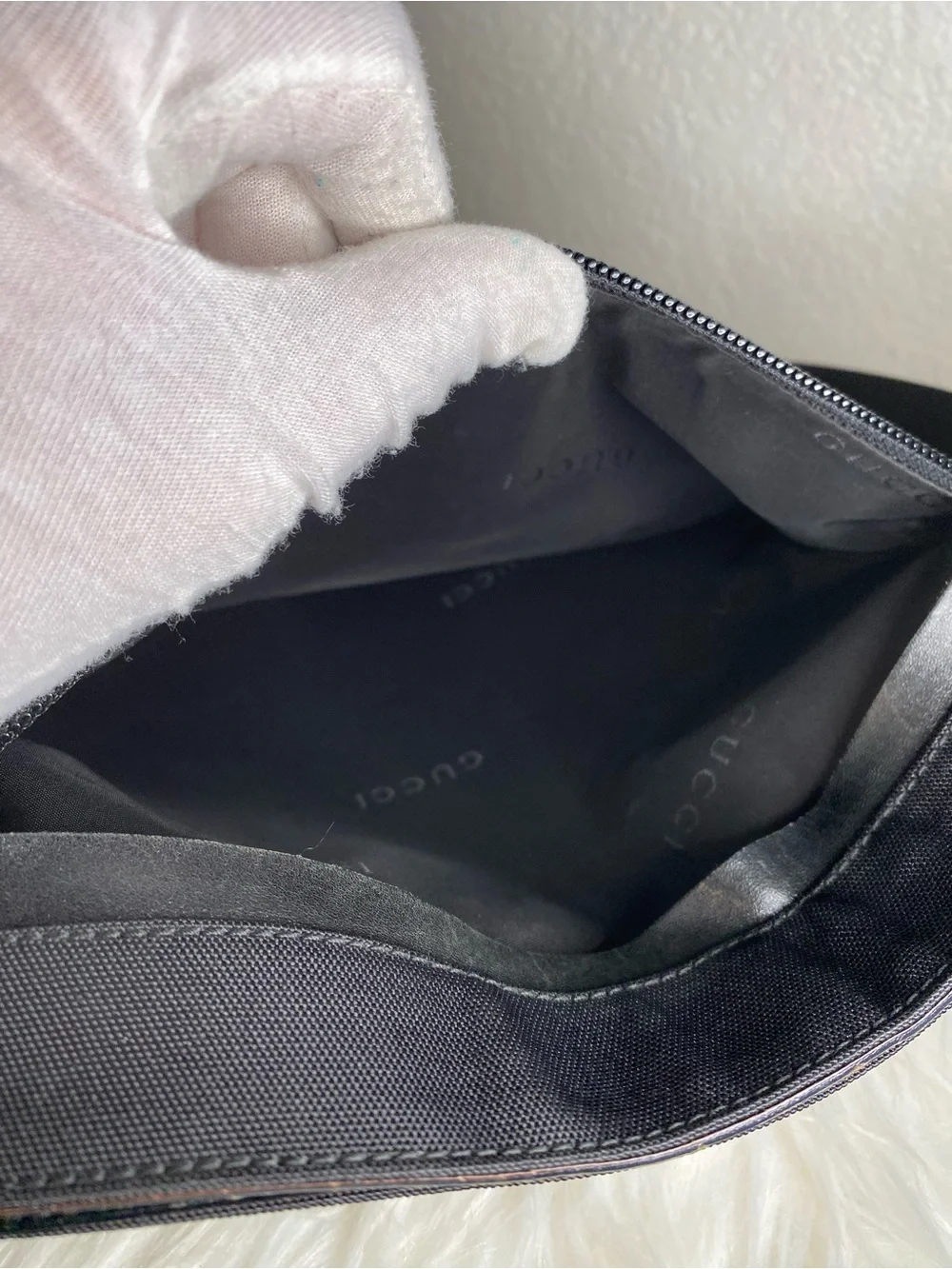 Gucci Black Nylon Messenger Bag with Leather Trim UNISEX
